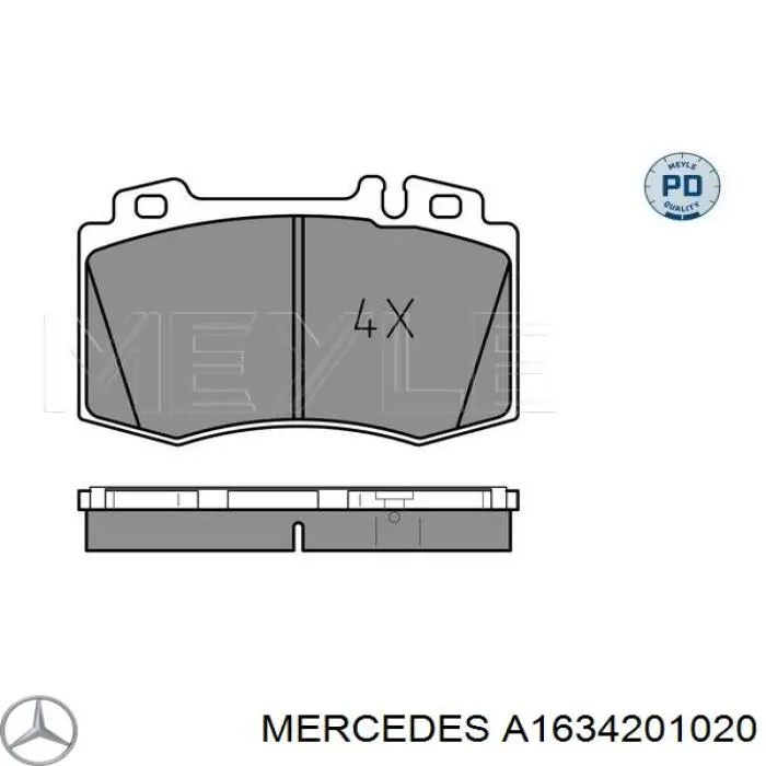 A1634201020 Mercedes колодки тормозные передние дисковые