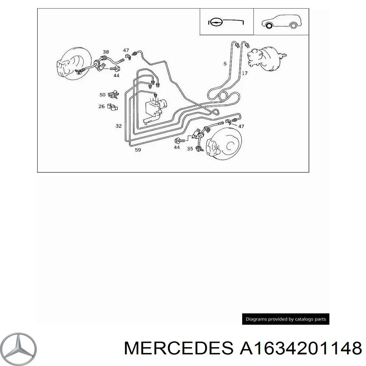 A1634201148 Mercedes Шланг тормозной левый передний