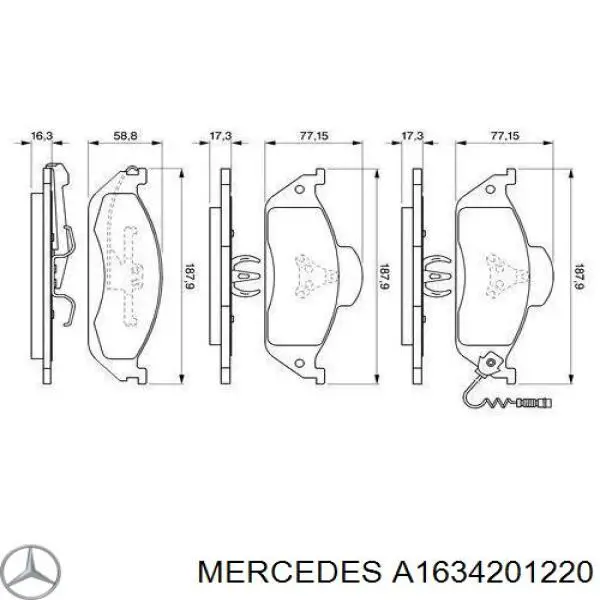 Передние тормозные колодки A1634201220 Mercedes