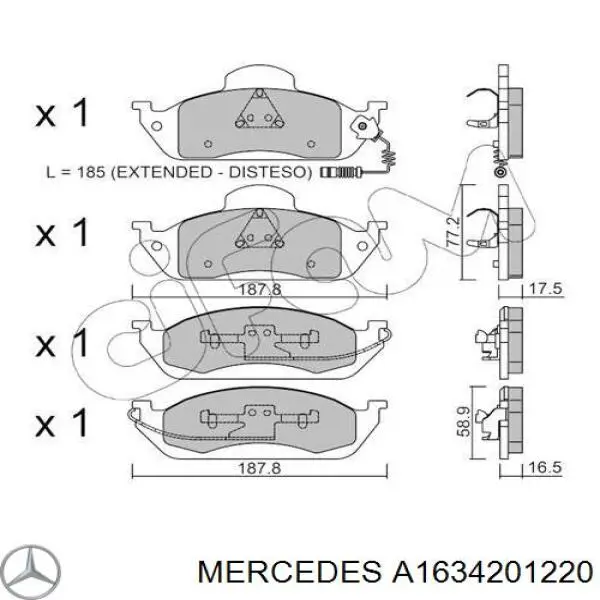 Колодки Mercedes A1634201220 цена, от 29.11 USD