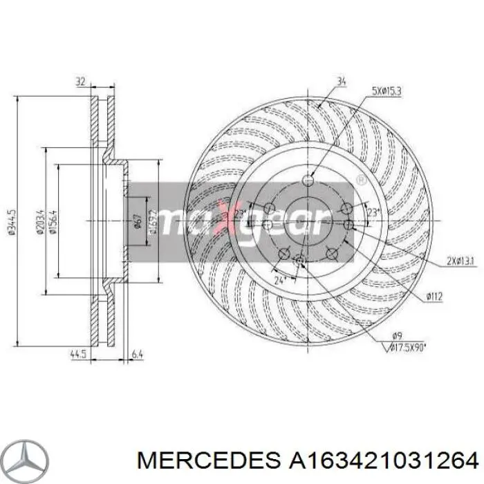 Купить A163421031264 Mercedes Ротор тормозной
