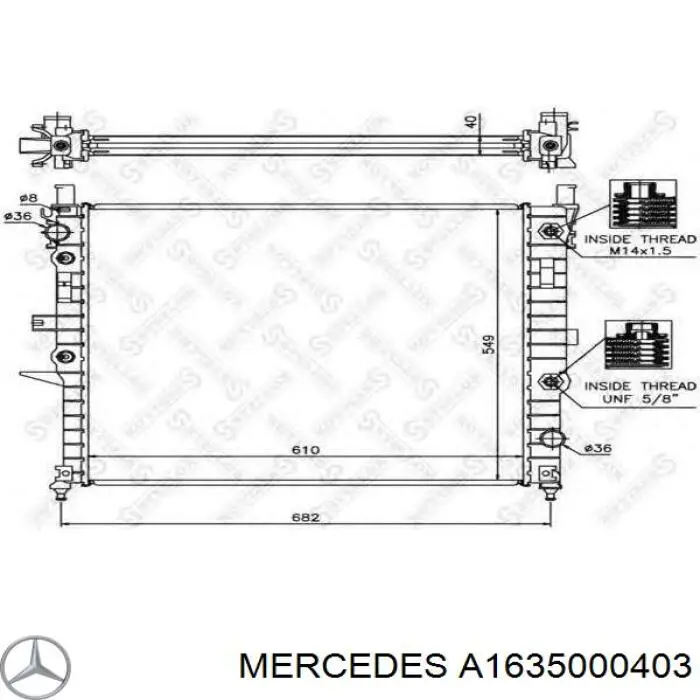 163500040364 Mercedes radiador de esfriamento de motor