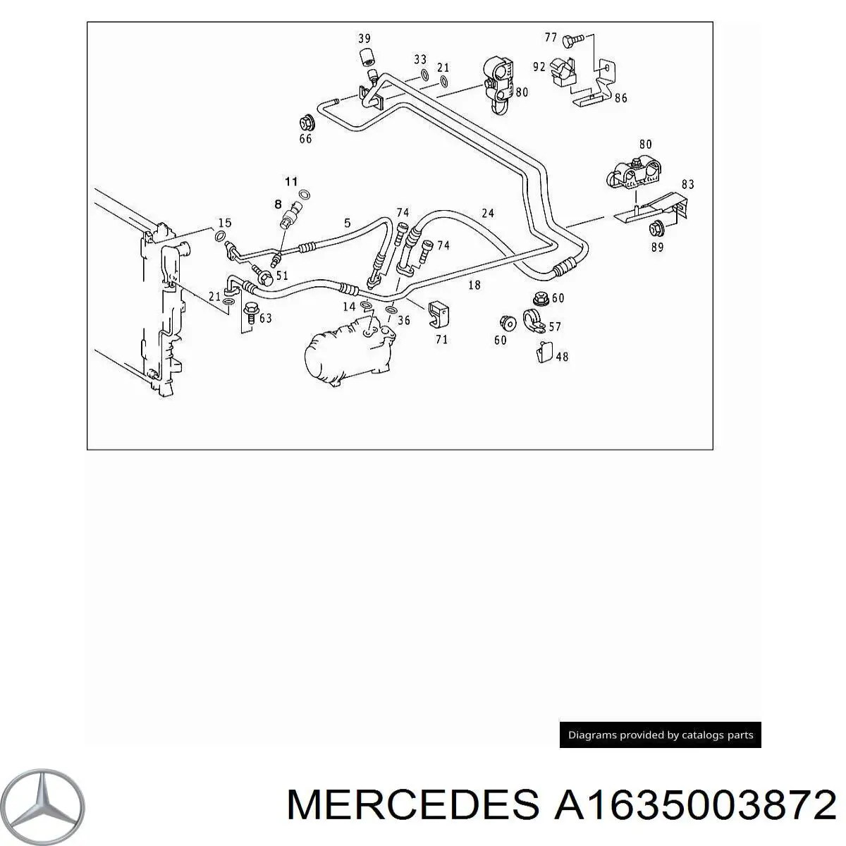 Шланг кондиционера, от компрессора к радиатору на Mercedes ML/GLE (W163)