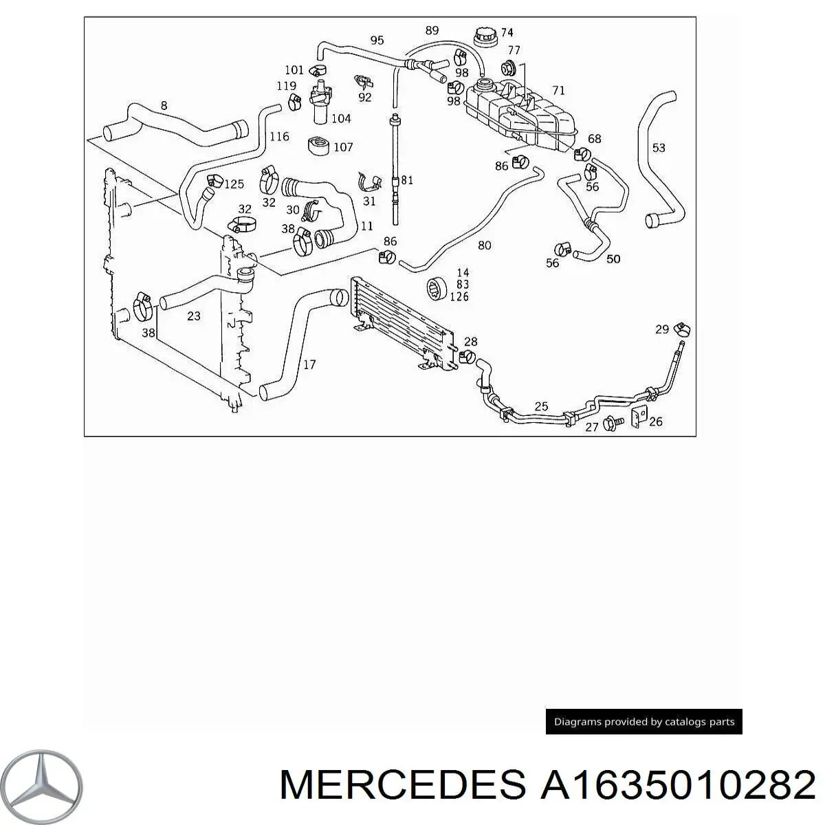 Патрубок системи охолодження A1635010282 Mercedes