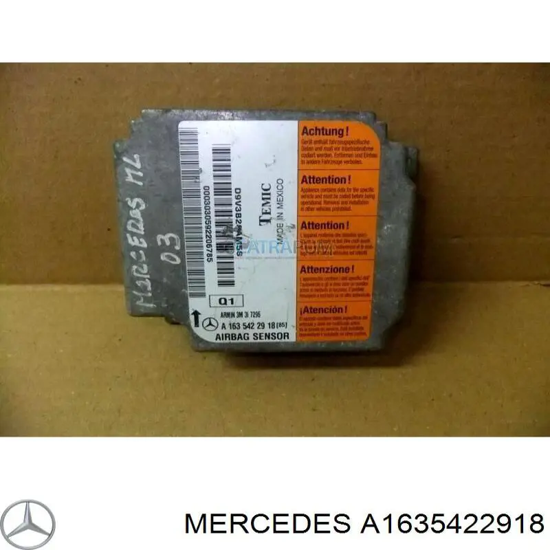 Модуль-процессор управления подушкой безопасности (ЭБУ AIRBAG) A1635422918 Mercedes