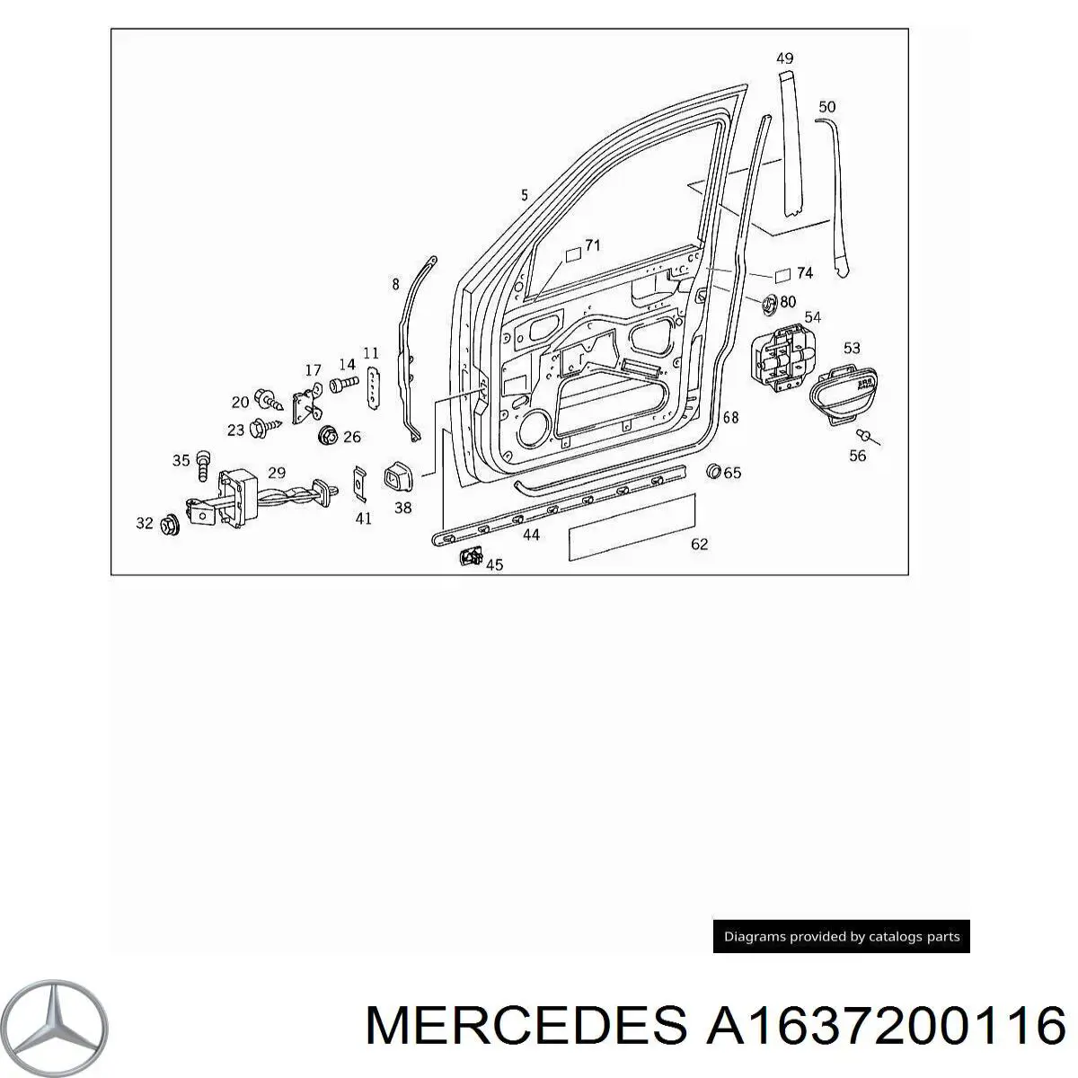 Ограничитель открывания двери, передний на Mercedes ML/GLE (W163)