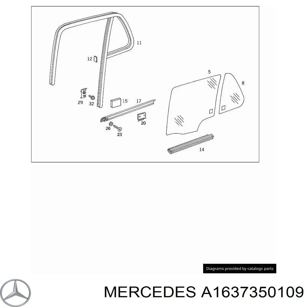Задняя форточка левая на Mercedes ML/GLE (W163)