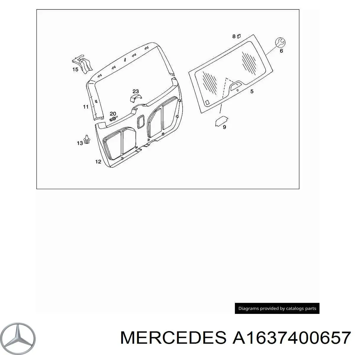 1637400657 Mercedes стекло багажника двери 3/5-й задней (ляды)