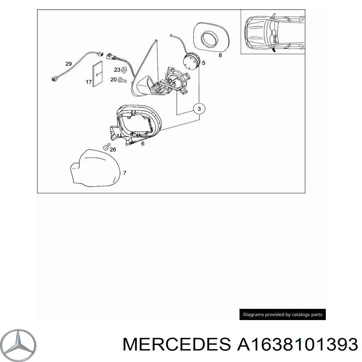 A1638101393 Mercedes зеркало заднего вида левое