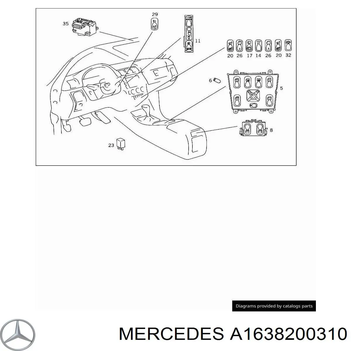 A1638200310 Mercedes Кнопочный блок управления стеклоподъемником центральной консоли