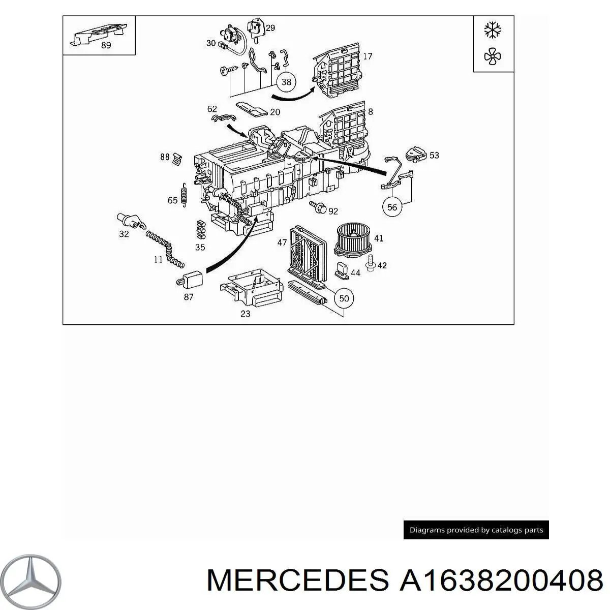 A1638200408 Mercedes привод заслонки печки