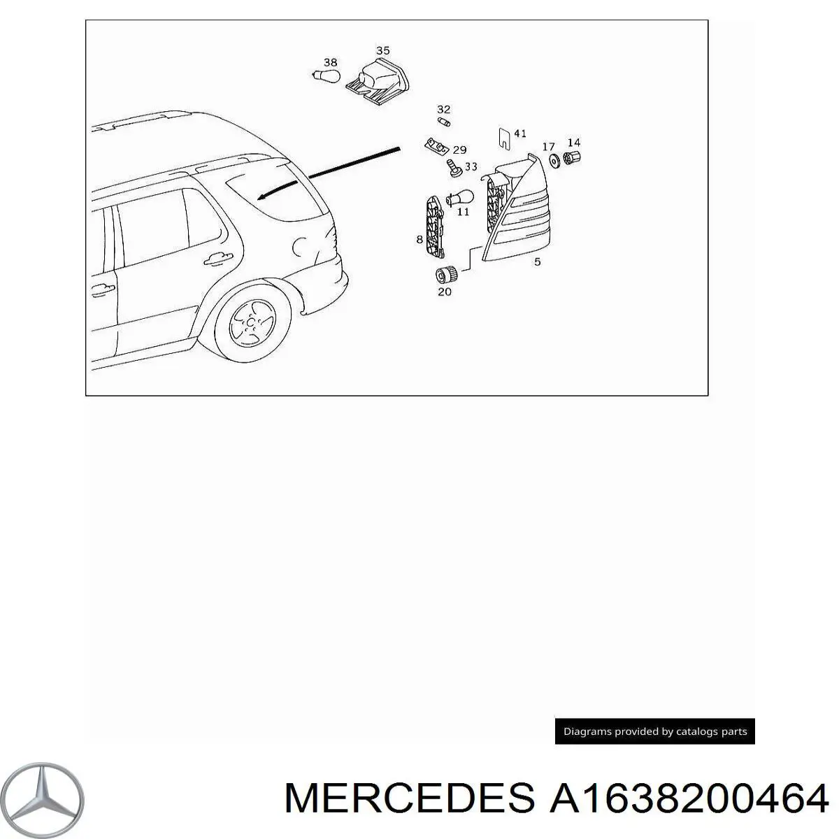 A1638200464 Mercedes фонарь задний правый