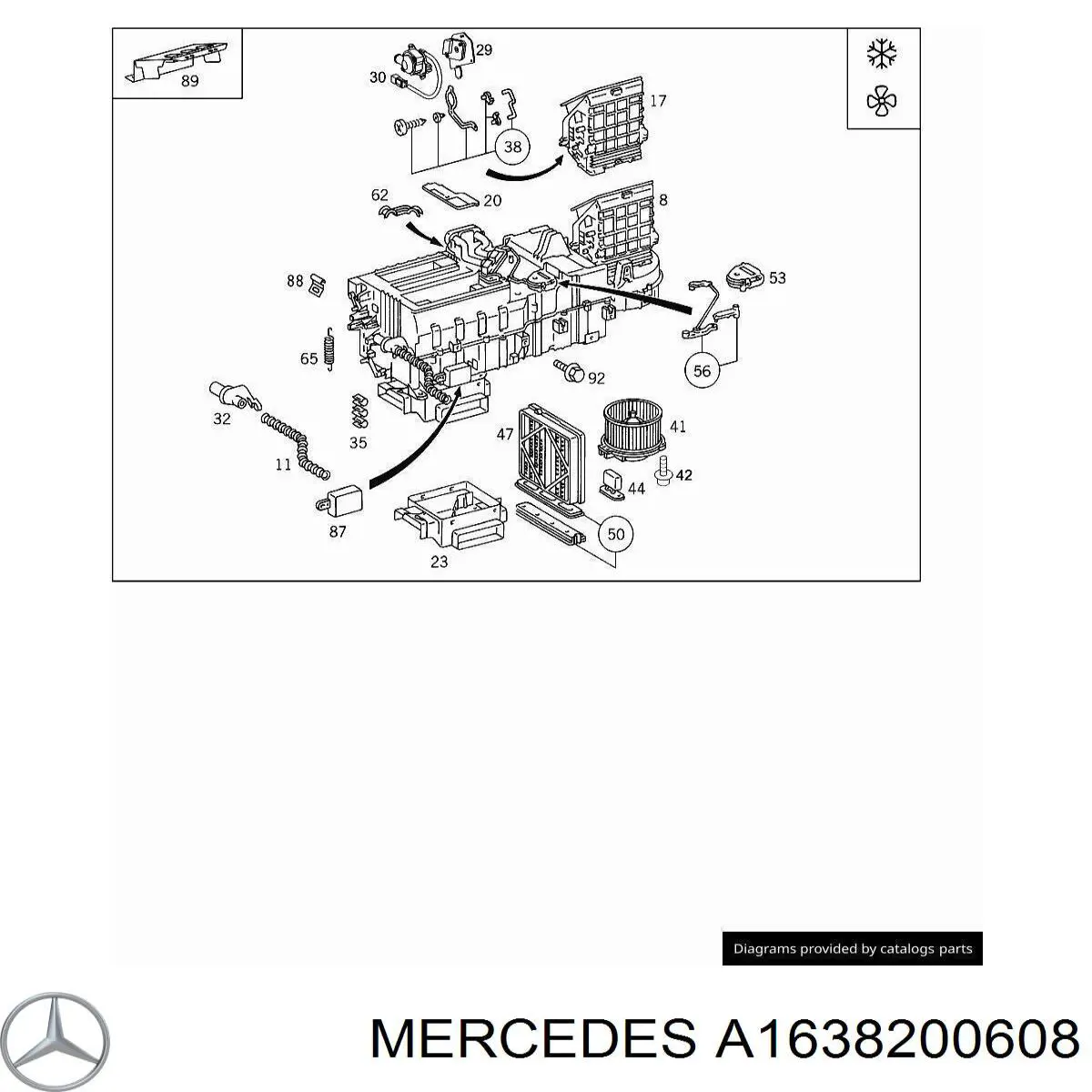 A1638200608 Mercedes привод заслонки печки