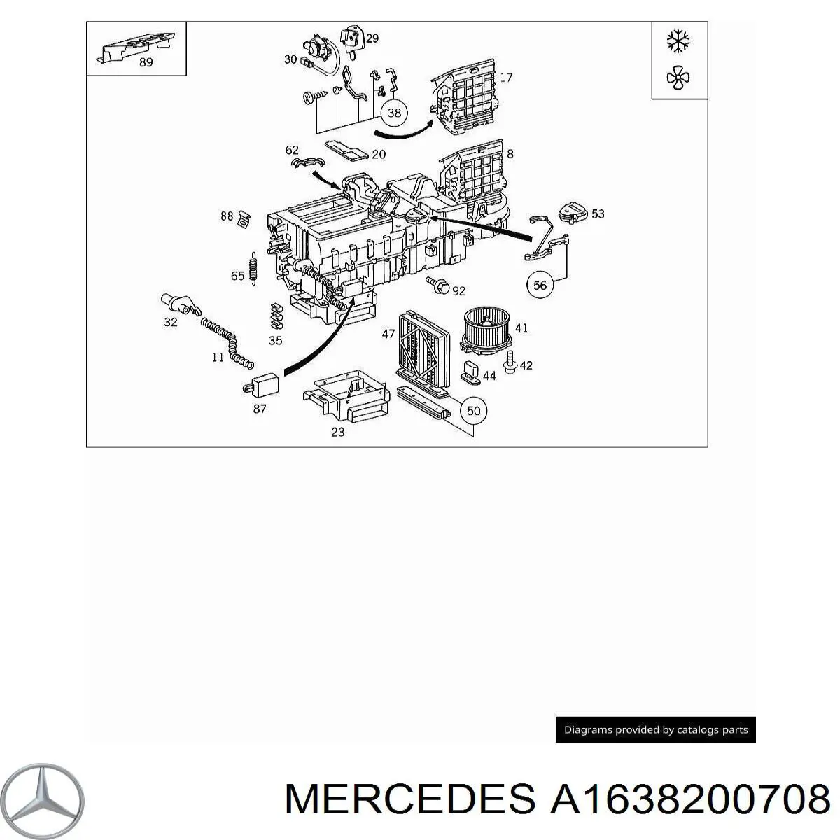 A1638200708 Mercedes привод заслонки печки