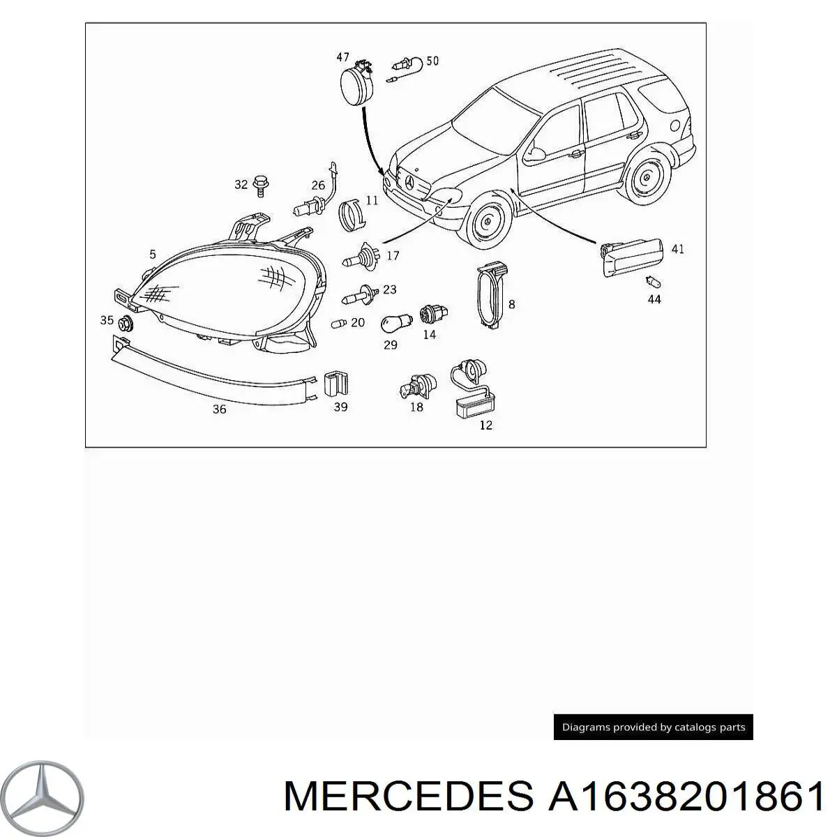 A163820186164 Mercedes фара правая