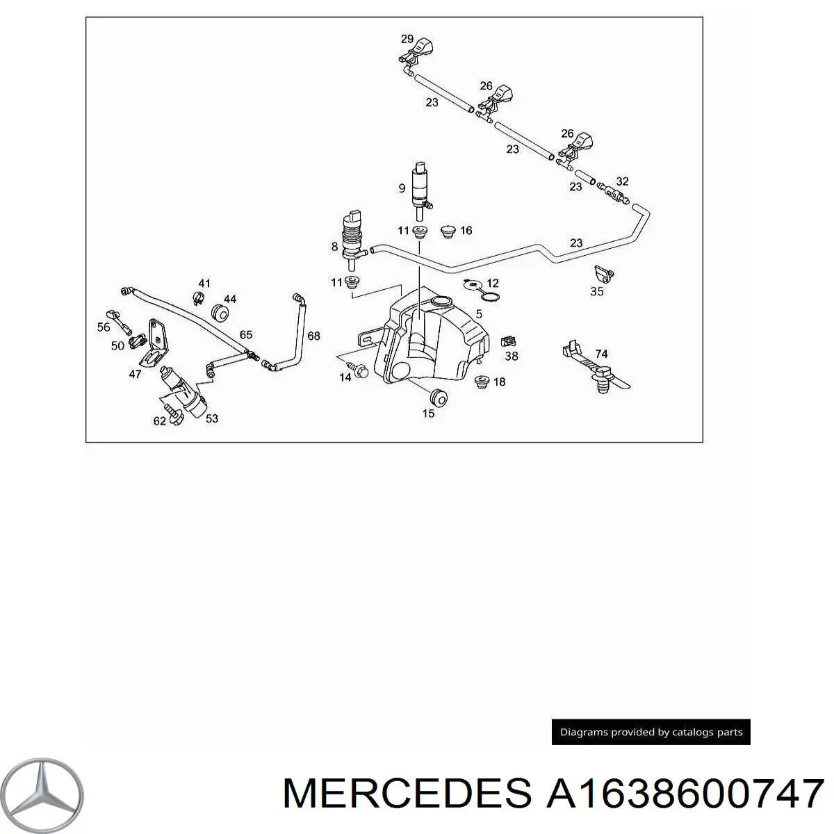 Форсунка омывателя лобового стекла A1638600747 Mercedes