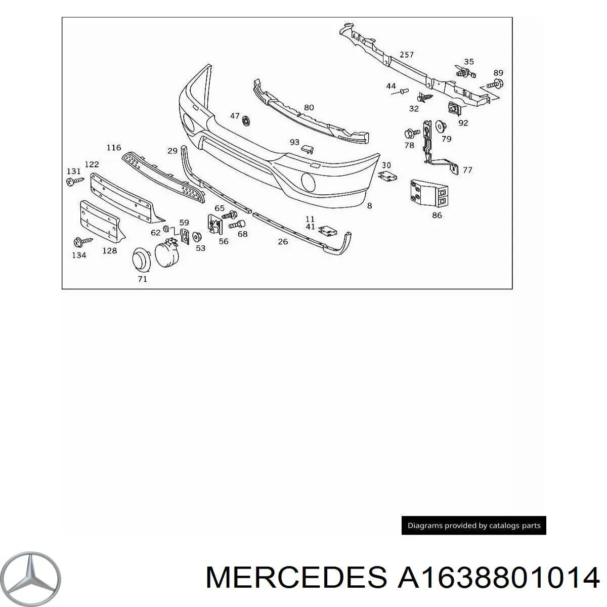 A1638801014 Mercedes Кронштейн крепления бампера переднего правый