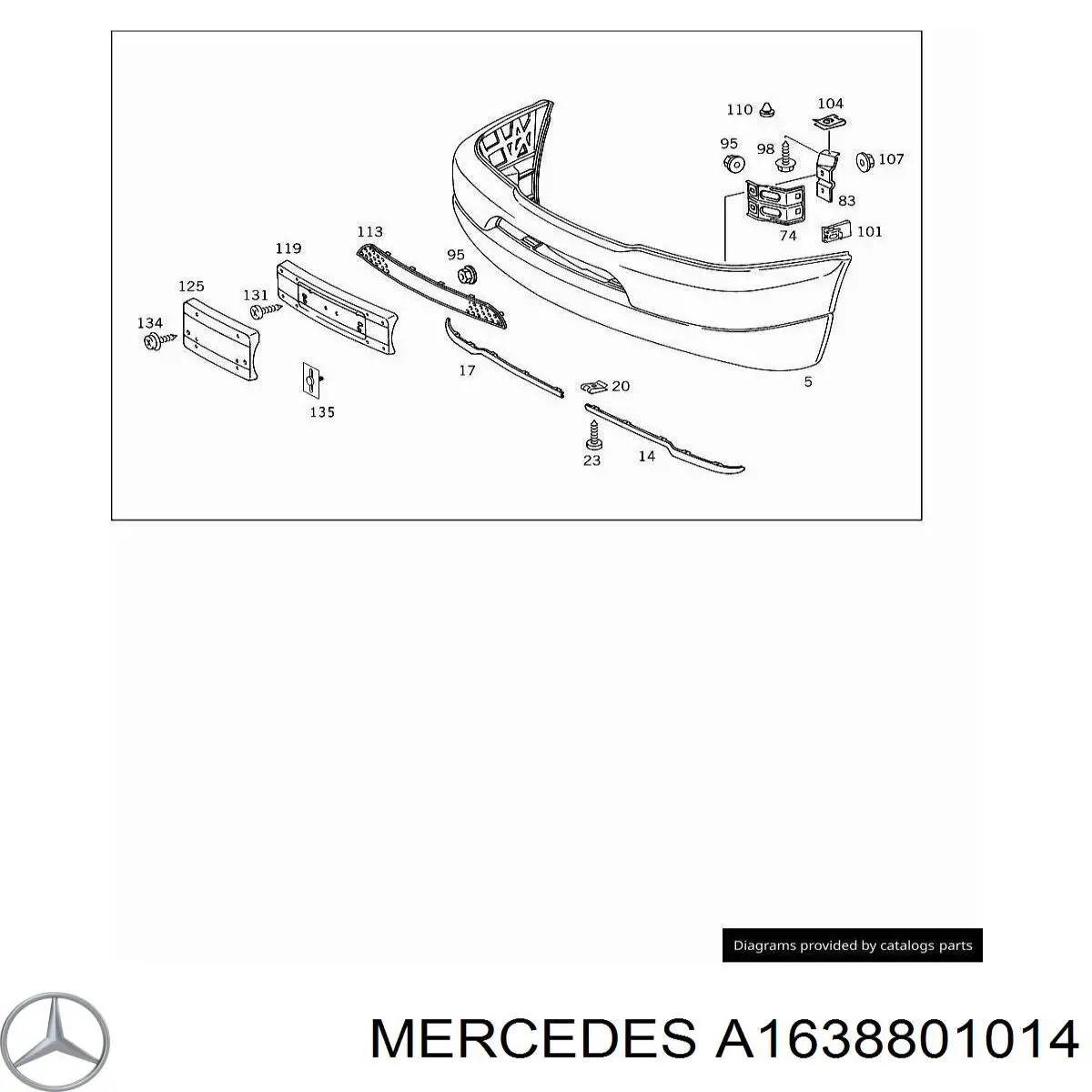 Правое крепление переднего бампера Mercedes A1638801014 цена, от 52.59 USD