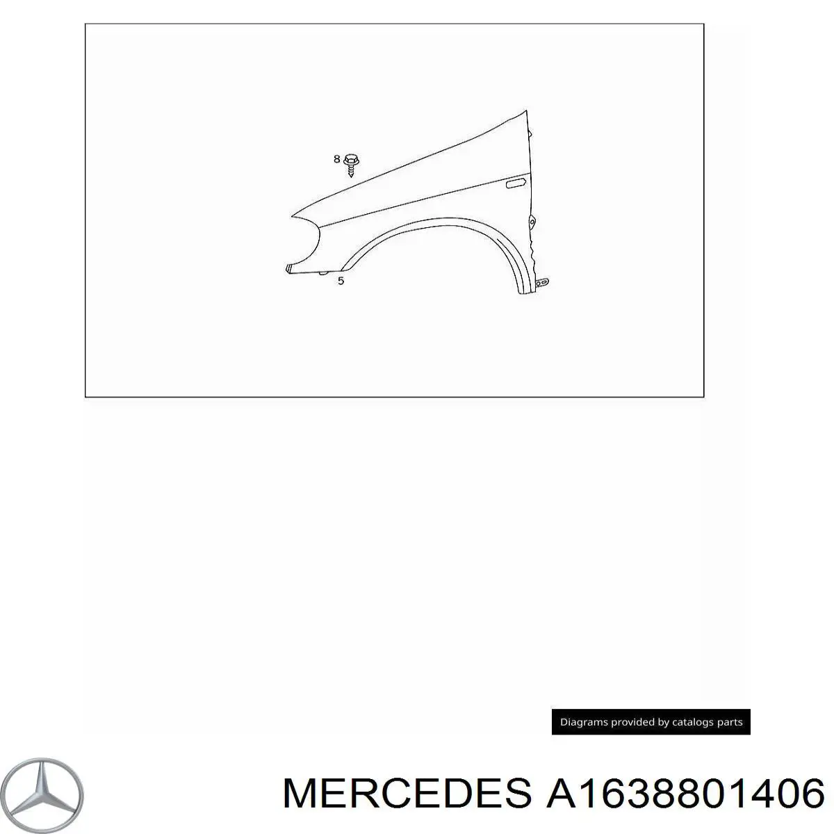 Крыло переднее правое Mercedes A1638801406
