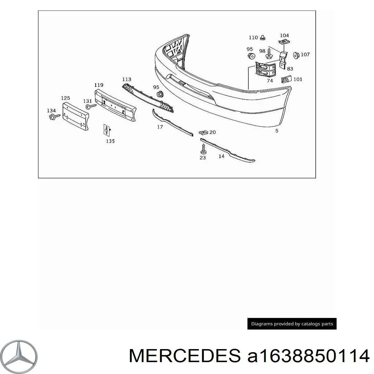 A1638850114 Mercedes Кронштейн бампера переднего