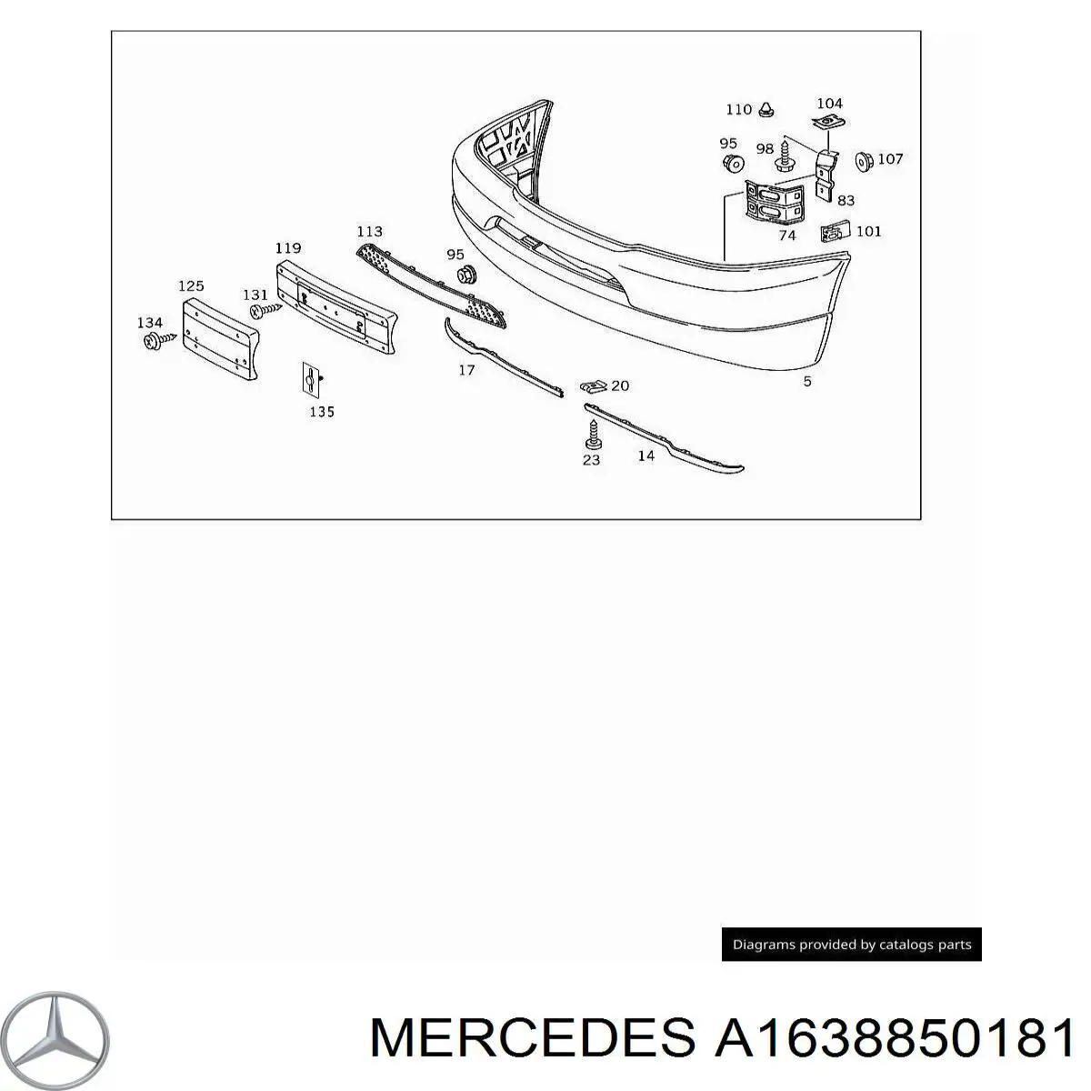 A1638850181 Mercedes Крепление переднего номера автомобиля