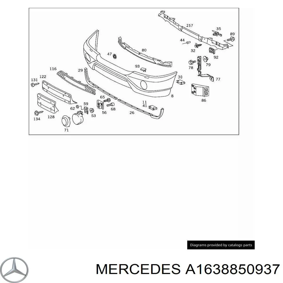 A1638850937 Mercedes Наполнитель бампера переднего