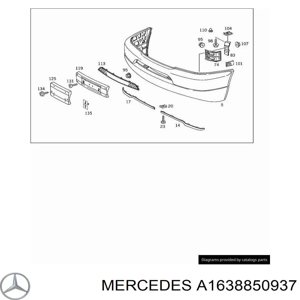Энергопоглотитель переднего бампера Mercedes A1638850937 цена, от 63.35 USD