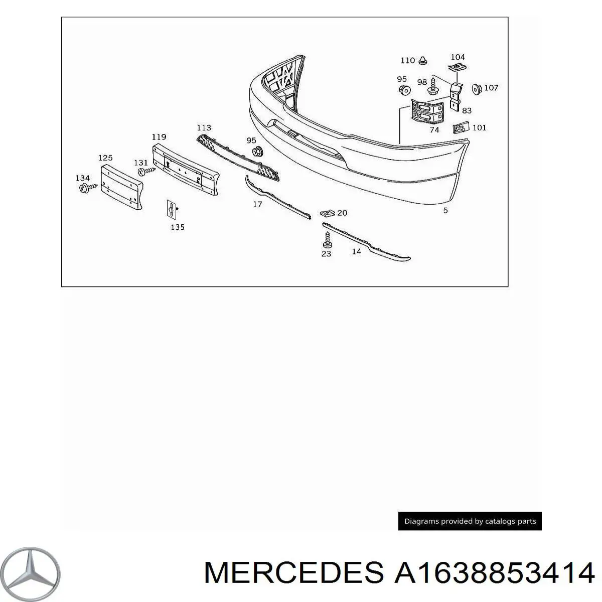 A1638853414 Mercedes Кронштейн крепления бампера переднего правый