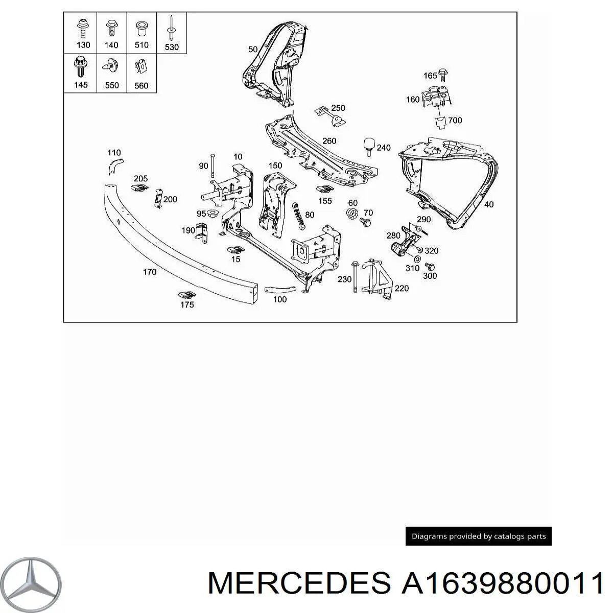 A1639880011 Mercedes Буфер/отбойник капота