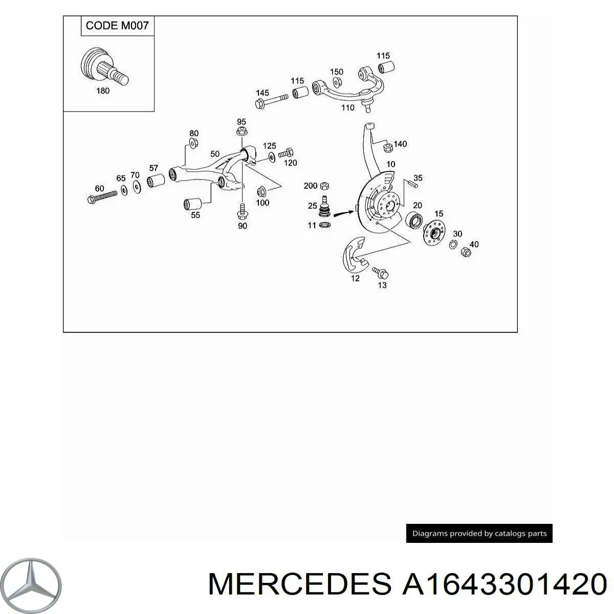 Цапфа (поворотный кулак) передний правый Mercedes A1643301420 цена, от 126.69 USD