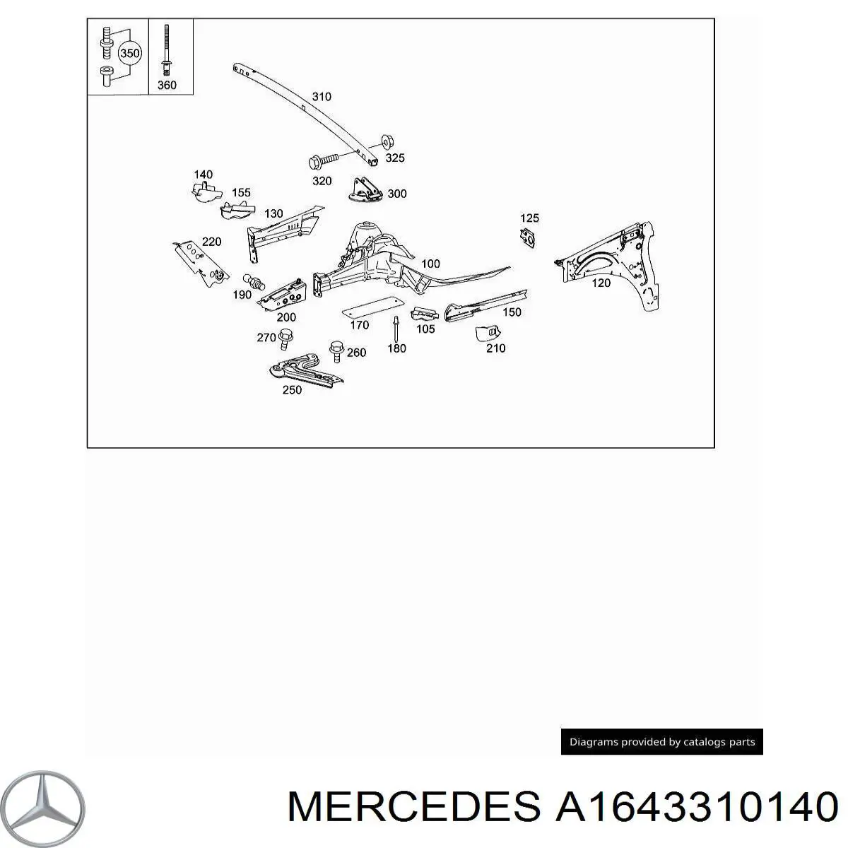 Кронштейн передней балки Mercedes 1643310140