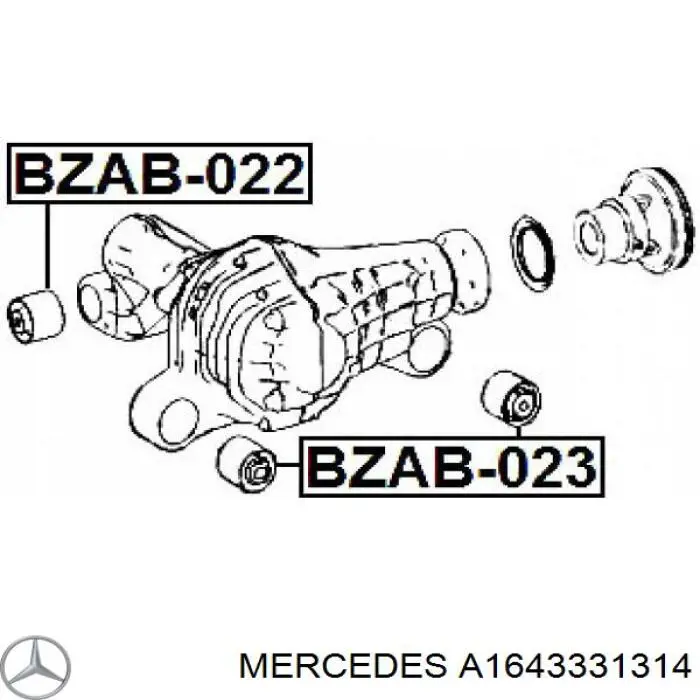 A1643331314 Mercedes bloco silencioso (coxim dianteiro esquerdo de redutor do eixo dianteiro)