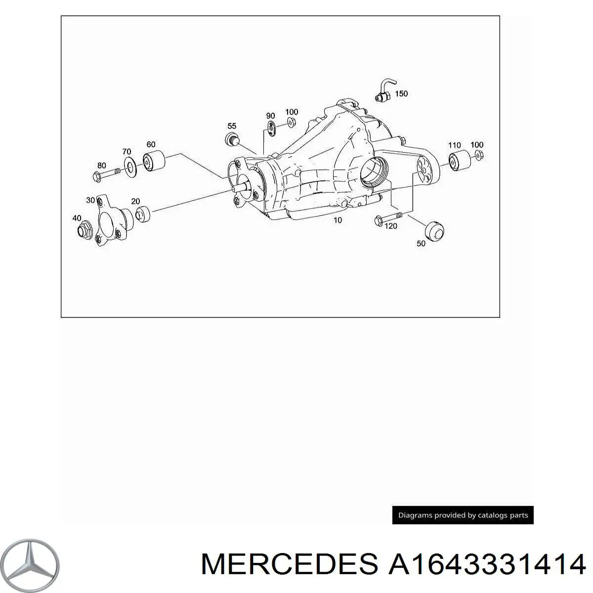 Silentblock, soporte de diferencial, eje trasero, delantero A1643331414 Mercedes