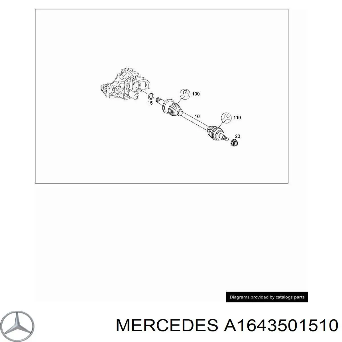 Полуось (привод) передняя правая A1643501510 Mercedes