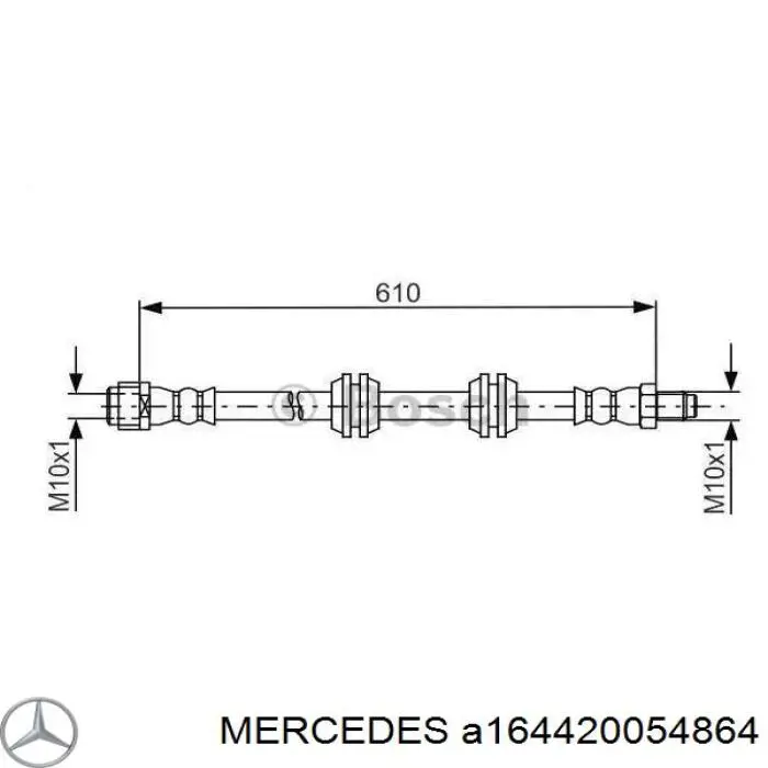 Шланг тормозной задний Mercedes A164420054864