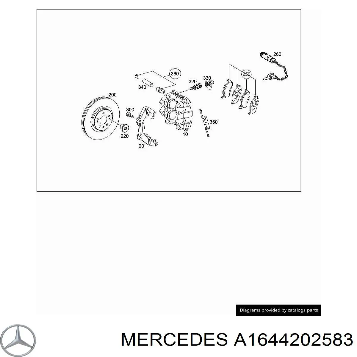 Суппорт тормозной передний левый A1644202583 Mercedes