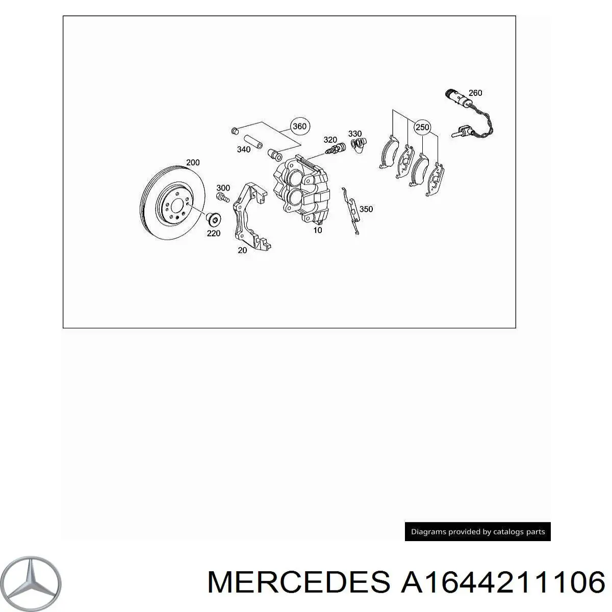 Скоба тормозного суппорта переднего 1644211106 Mercedes