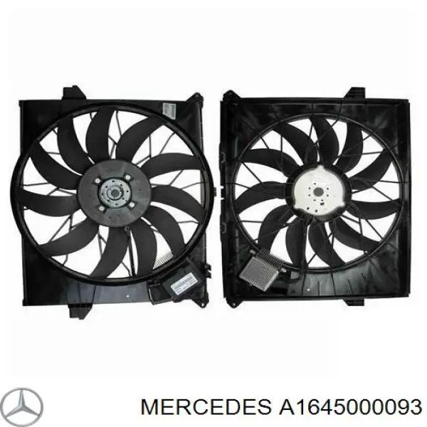 A1645000093 Mercedes диффузор радиатора охлаждения, в сборе с мотором и крыльчаткой