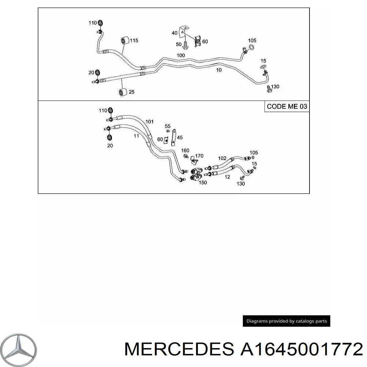 A1645001772 Mercedes tubo (mangueira de esfriamento da Caixa Automática de Mudança, fornecimento)