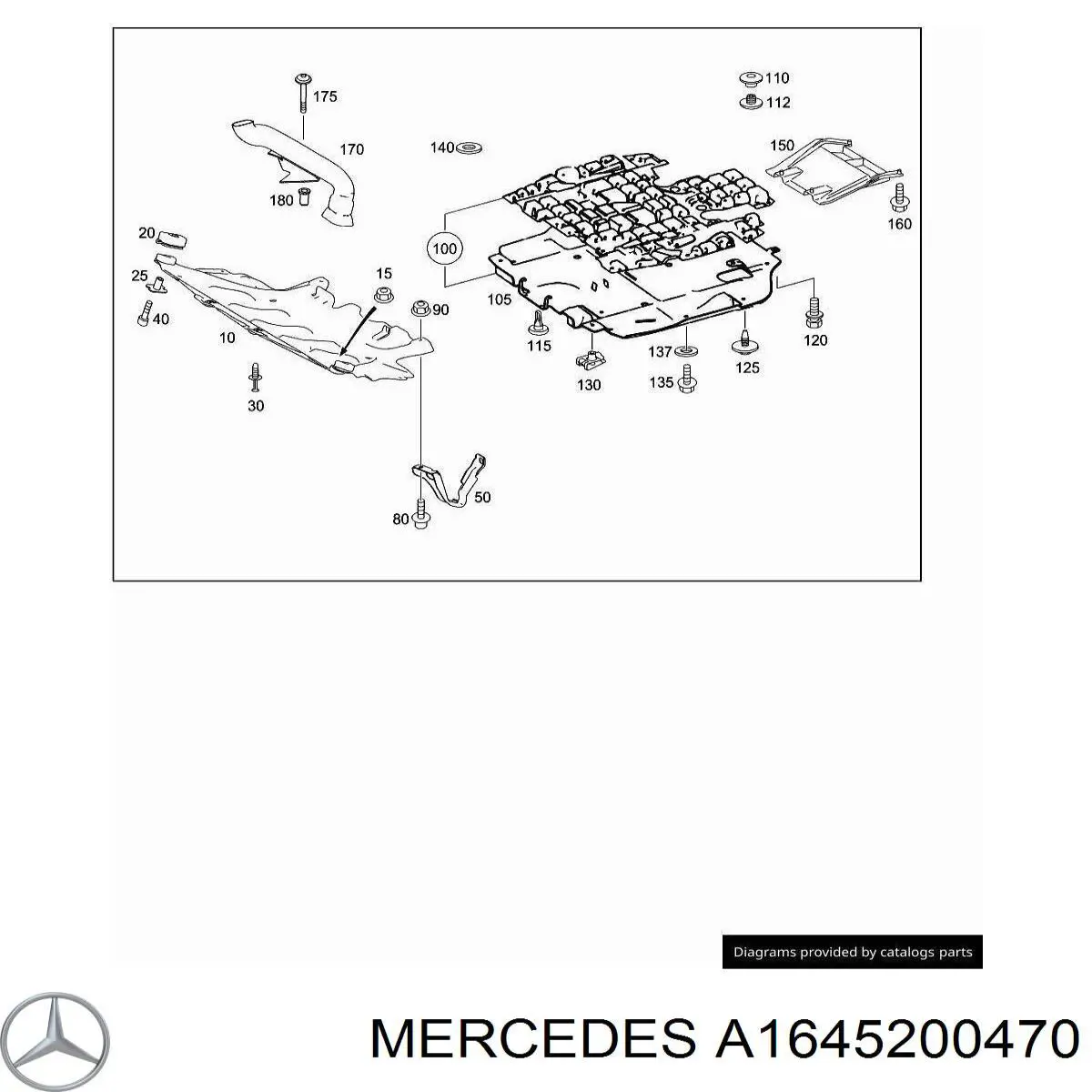 Защита поддона двигателя на Mercedes ML/GLE (W164)