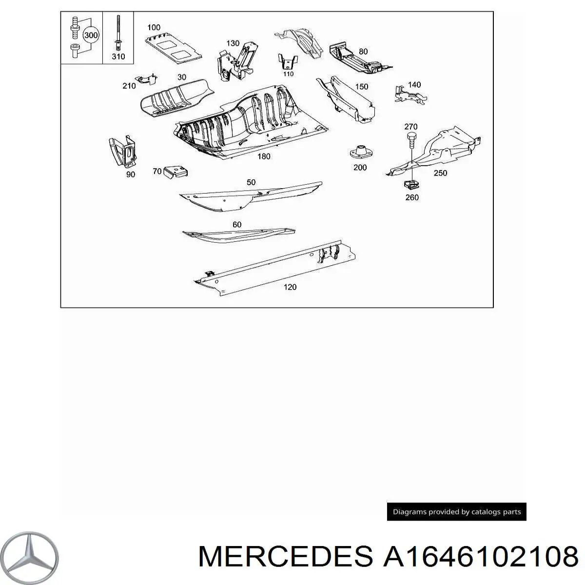 Купить 1646102108 Mercedes Защита днища левая