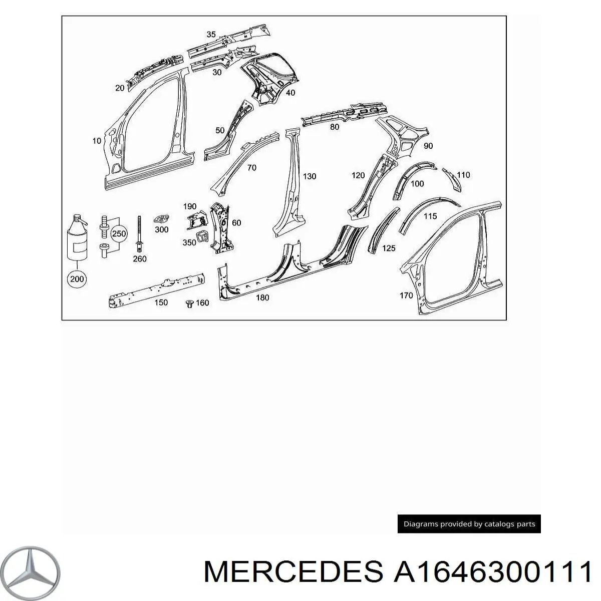 A1646300111 Mercedes Стойка центральная, левая
