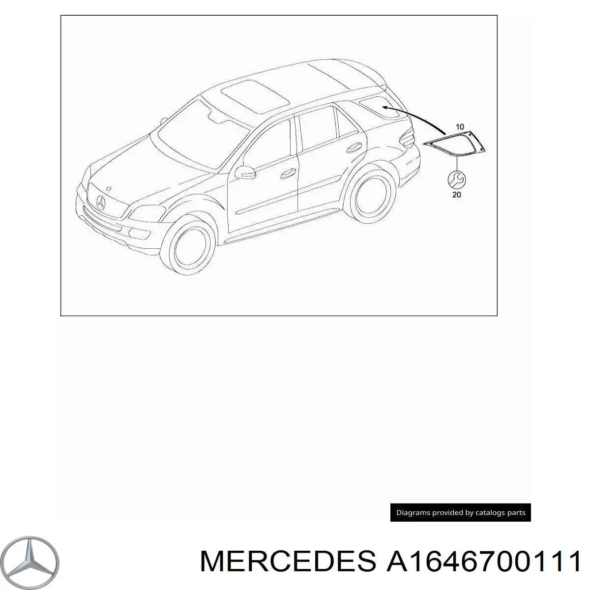 Стекло кузова/багажного отсека, левое Mercedes 1646700111