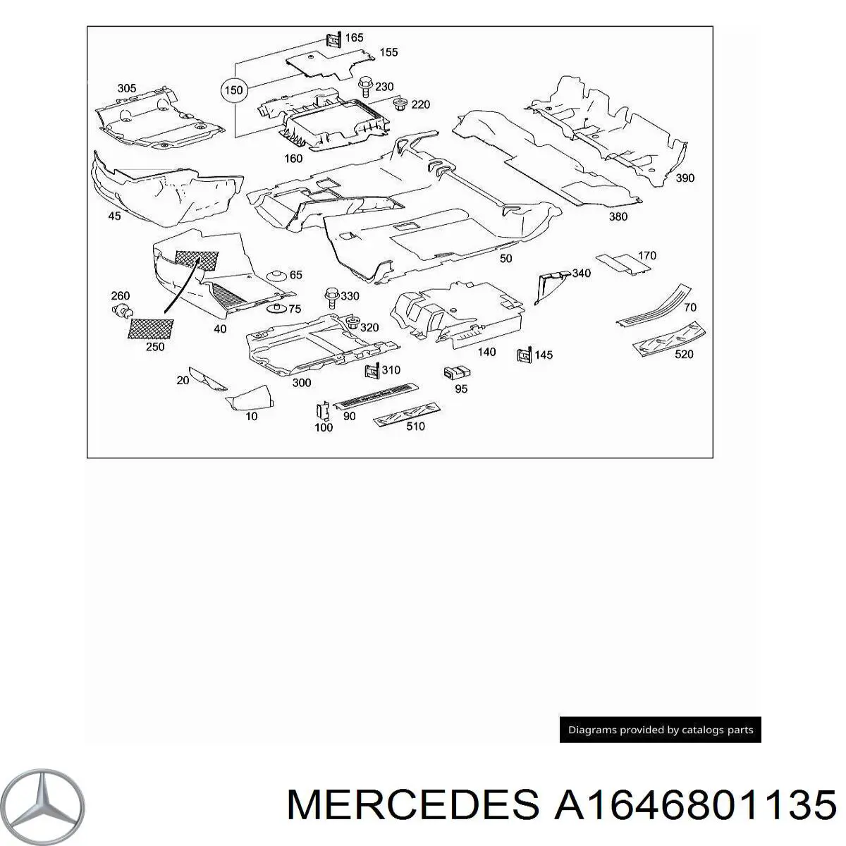 Купить 1646801135 Mercedes Накладка дверного порога внутренняя задняя левая