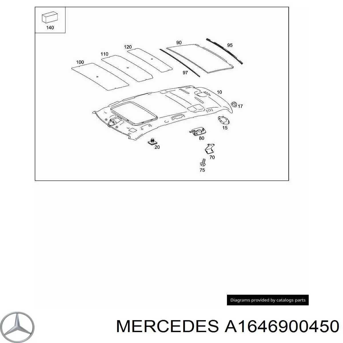 Облицовка потолка Mercedes A16469004507H21 цена, от 48.14 USD