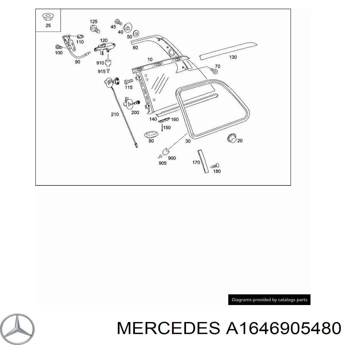 1646905480 Mercedes молдинг стекла заднего правый