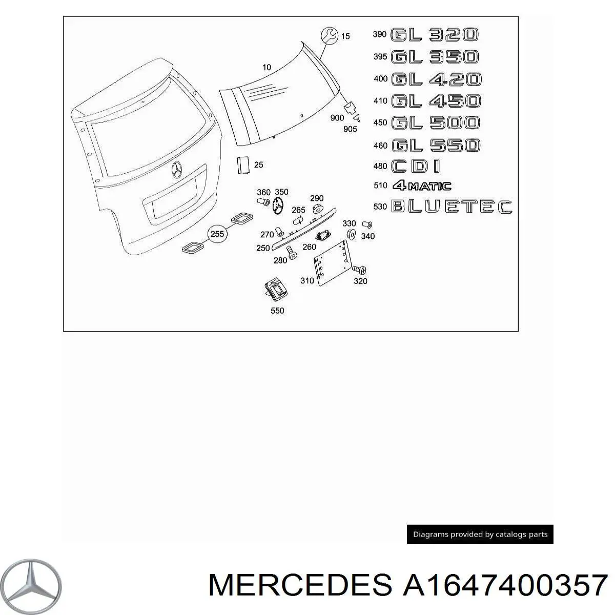 Стекло крышки багажника на Mercedes GL-Class (X164)