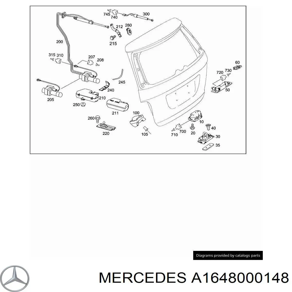 Насос автоматического закрывания багажника (двери 3/5-й задней) A1648000148 Mercedes