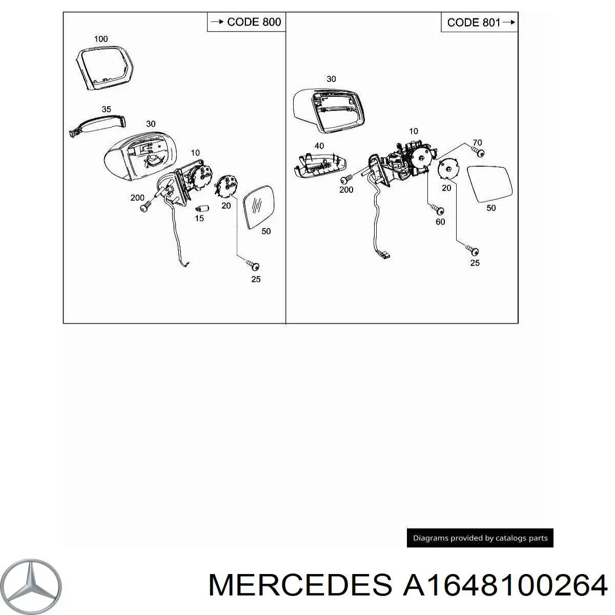 Купить 1648100264 Mercedes Накладка/крышка зеркала заднего вида, правая