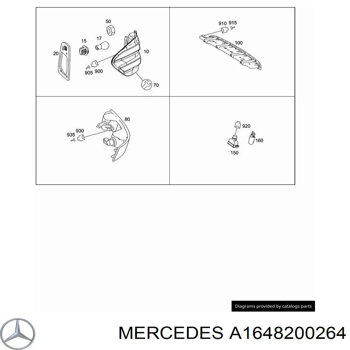 Фонарь задний правый A1648200264 Mercedes